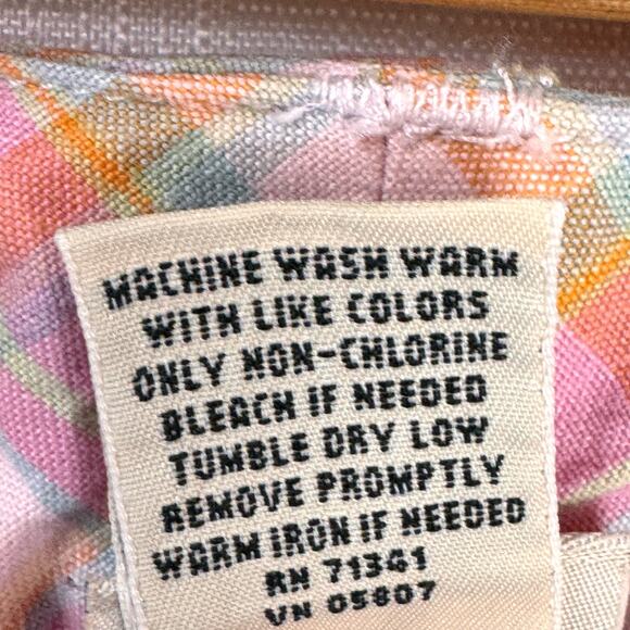 Vtg LL Bean Capri Pant Womens 16 Plaid Cotton Picnic Camping Summer Coastal Pink - Picture 7 of 9